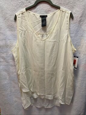 Chelsea & Theodore Ivory V-Neck Layered Sleeveless Blouse Size XXL *READ*